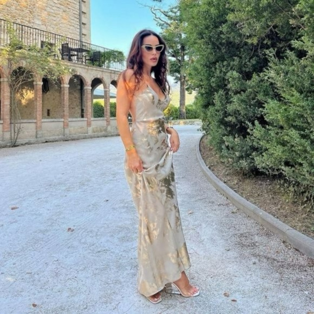 Zara Metallic Print Slip Dress